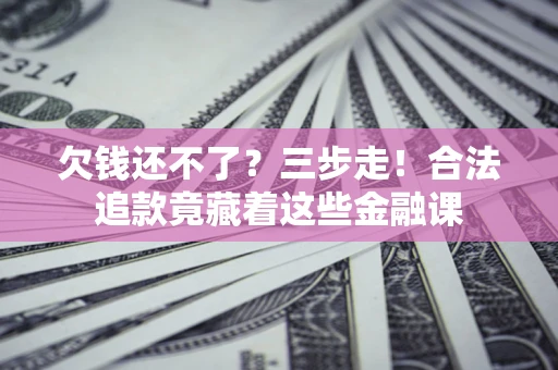 武汉欠钱还不了？三步走！合法追款竟藏着这些金融课